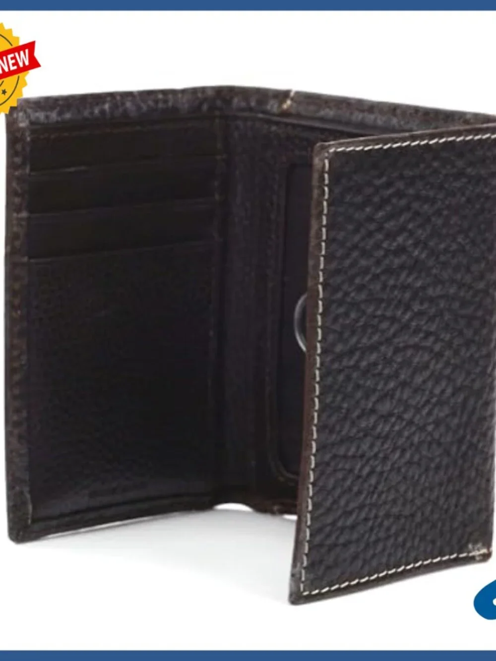 Genuine Leather Trifold Wallet with ID Window and 9 Pockets